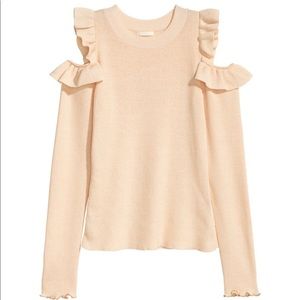 🌻NWOT| BLUSH COLD SHOULDER FLUTTER SWEATER